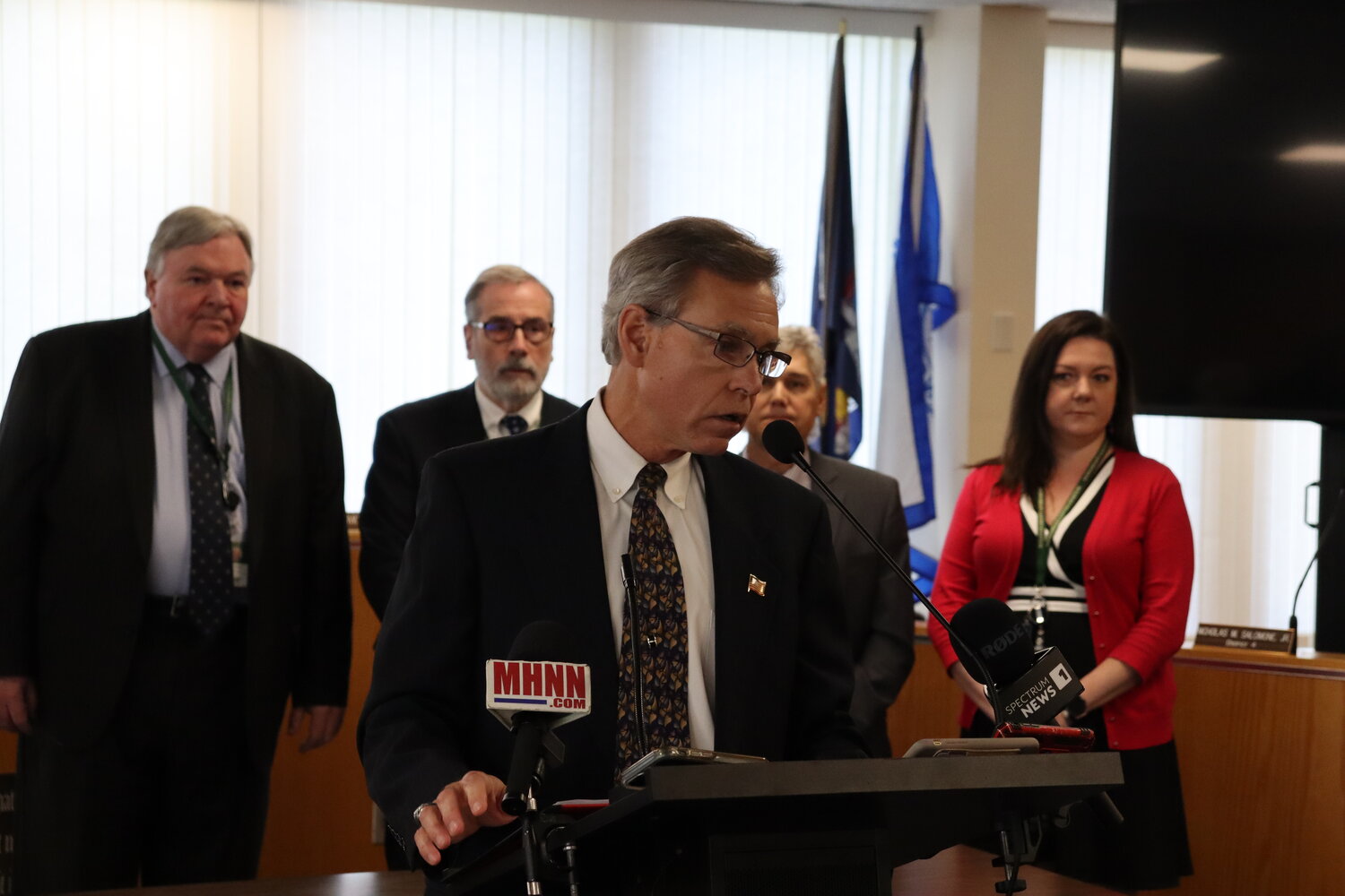 Sullivan County county attorney Michael McGuire speaks at a press conference on Wednesday, May 24, responding to allegations from Sullivan County Acting District Attorney Brian Conaty.
